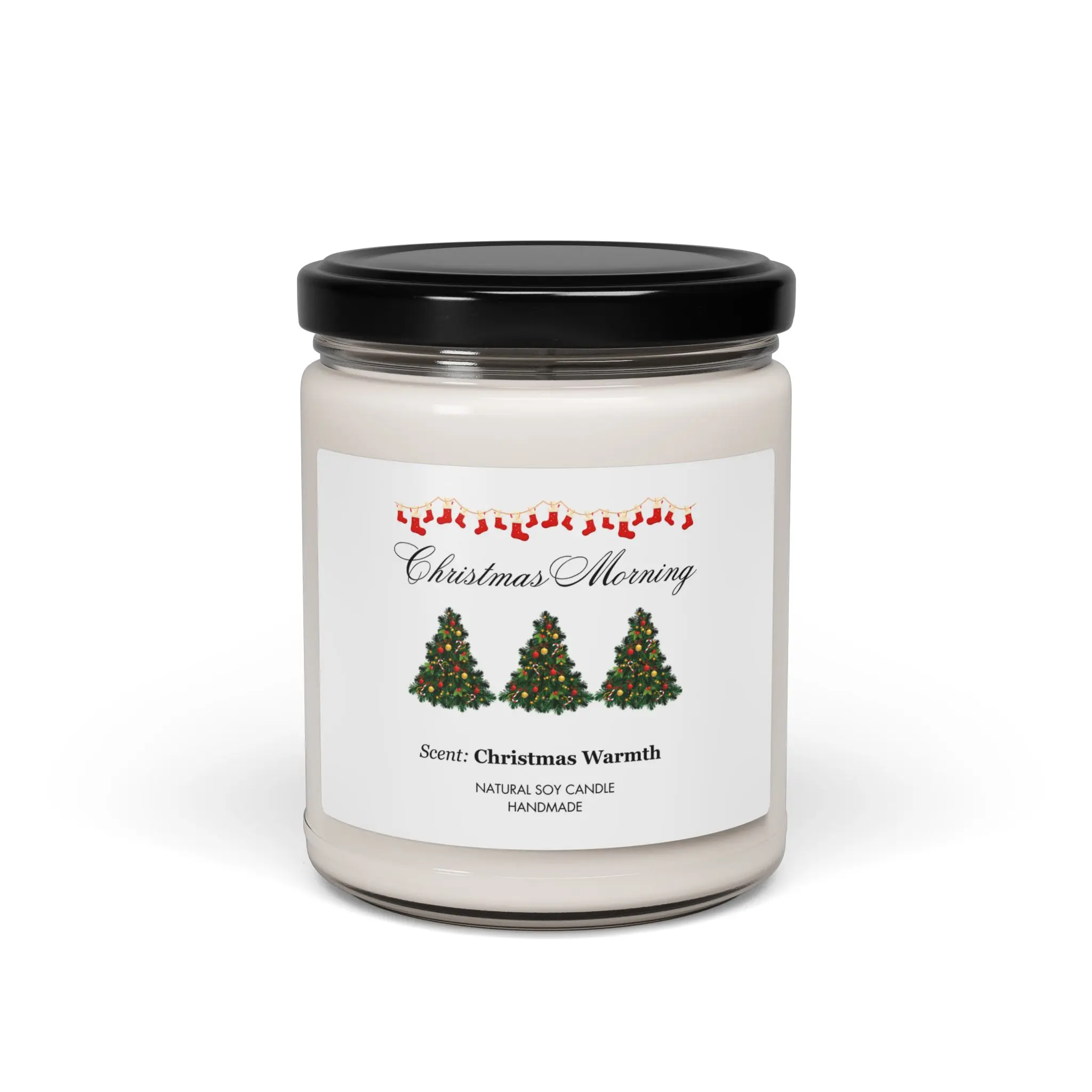 Christmas Morning Christmas Trees Candle, 9oz Scented Soy Candle, Holiday Pine Tree Aroma, Cozy Winter Home Fragrance Gift