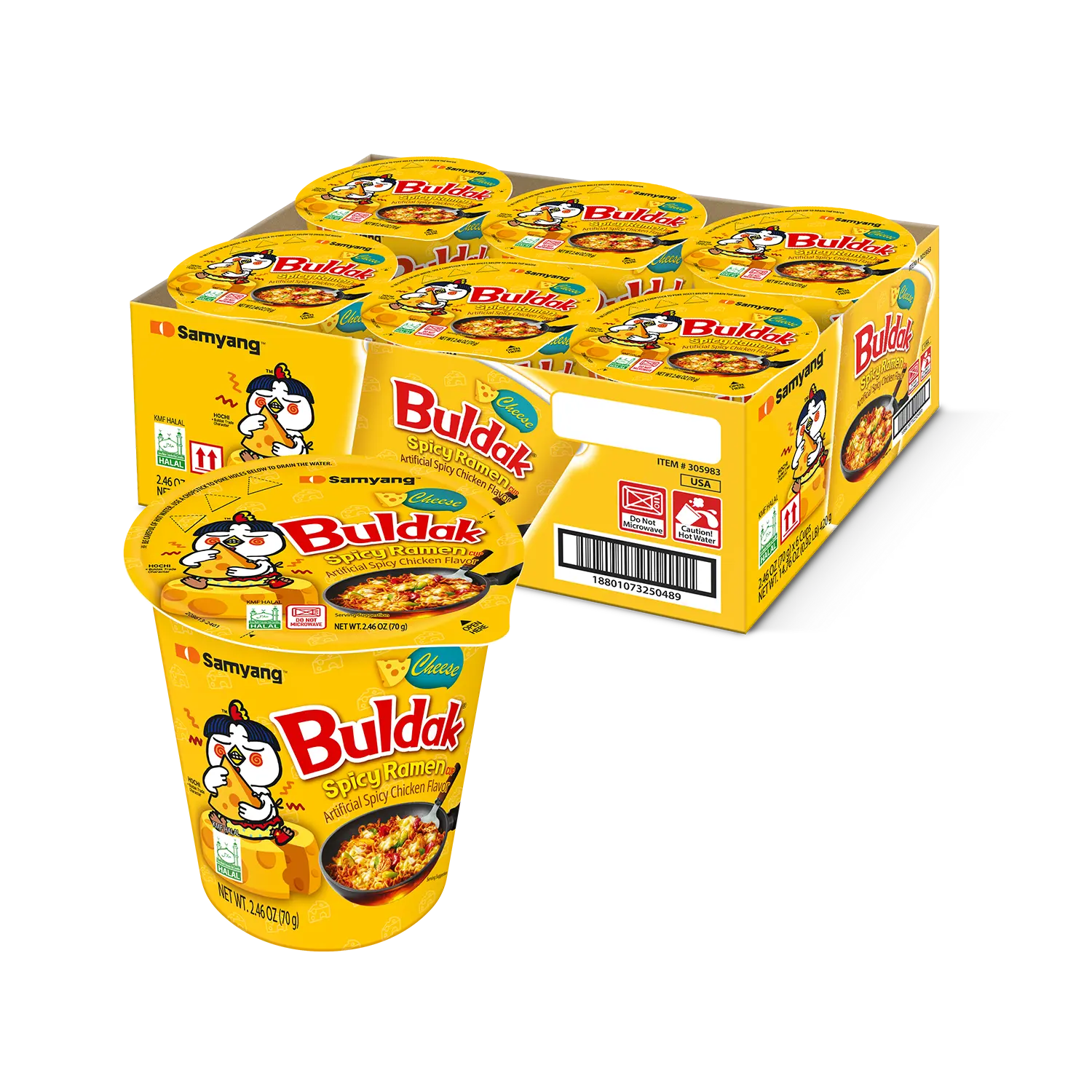 Buldak Pack of 6 Cheese Spicy Hot Chicken Stir-Fried Cup Noodles Buldak Pack of 6 Cheese Spicy Hot Chicken Stir-Fried Cup Noodles