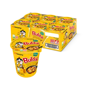 Buldak Pack of 6 Cheese Spicy Hot Chicken Stir-Fried Cup Noodles