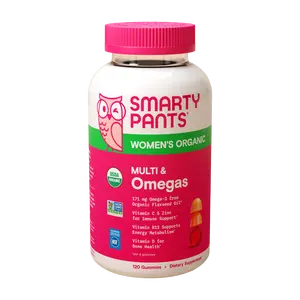SmartyPants Women's Organic Multi & Omegas 120 Gummies USDA Certified Vegetarian Supplement with Vitamin C D3 B12 A Biotin Folate & Omega-3s for Active Lifestyles - Healthcare