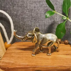 Table Ornament Decoration Solid Copper Animal Crafts Antique Bronze Minature Elephant Figurines Tea Pet Living Room Home Decor