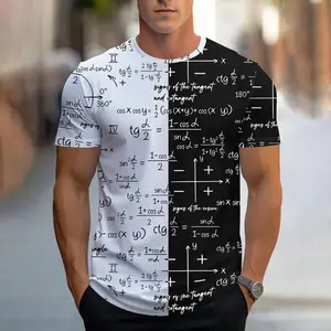 Raw Street Wear 2026New Fashion Innovative Math Formula Printed Men's Short Sleeve Summer Fresh Men Sports Fitness T Shirt Loose Round Neck Top