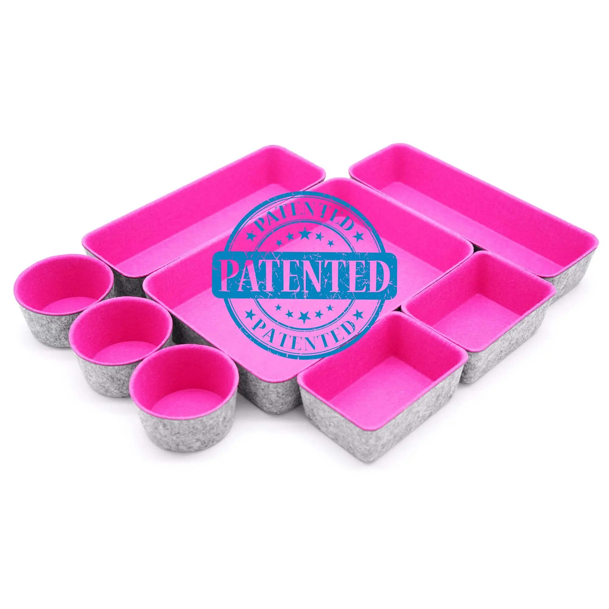 Office Supplies Drawer Organizers Trays Catch All Entray 8-pieces Storage Bins Drawers Dividers Cute Ring Holder Tray Gifts For Her (hot Pink)