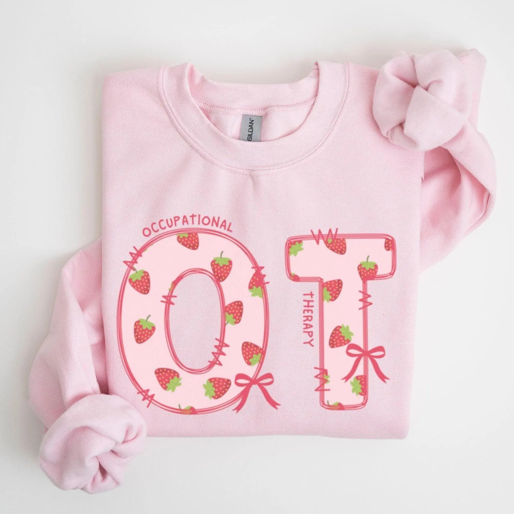 Occupational Therapy Sweatshirt, Women's COTA OTA Shirt, Speech Therapist Gift, Sped Teacher Gift, Strawberries & Bows OT Sweater