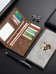 Skull Cowboy Poker Pattern Long Wallet, Soft Artificial Leather, Multiple Card Slots, Large Capacity, and Business Handbag