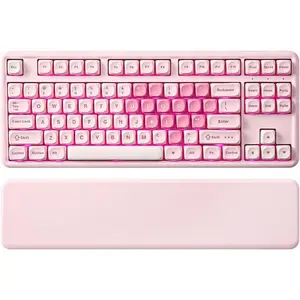 B87  Mechanical Keyboard,QMK/VIA Programmable,TKL Layout 87 ,BT/2.4G/USB-C,Hot Swap Gasket Mount RGB Backlit Gaming with Wrist Rest for Win/ (, Milk V2)