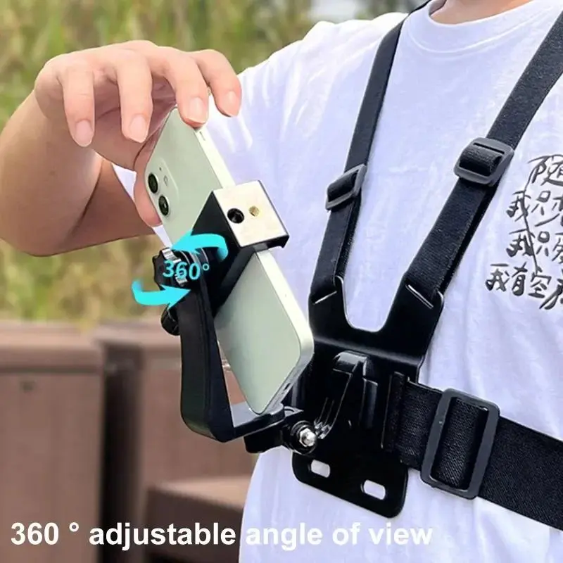 Adjustable Phone Clip Holder with Chest Strap, Adjustable Angle Phone Holder, Cell Phone Holder, Smartphone Holder, Phone Accessories for Sport Camera Mobile Phone Camera, Mount, Hands Free Holder, Phone Accessory Compatible