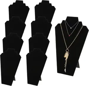 9 Pack Necklace Display 12.5 Inches Black Velvet Jewelry Easel Display Holder Pendants Chains Showcase Organizer Stand