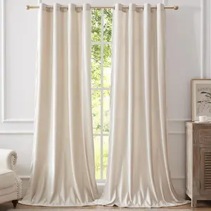 New Thick Heavy High-Grade Vintage Velvet Privacy Grommet Curtains, Fall Winter Light Blocking, Suitable for Bedroom Living Room Kitchen Balcony Hotel Restaurant