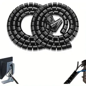 Cable Management Sleeve Tube, 2 Counts/set Desk Cord Organizer, Cover Wrap, Easy To Install Messy Wire Solution for TV Office Computer