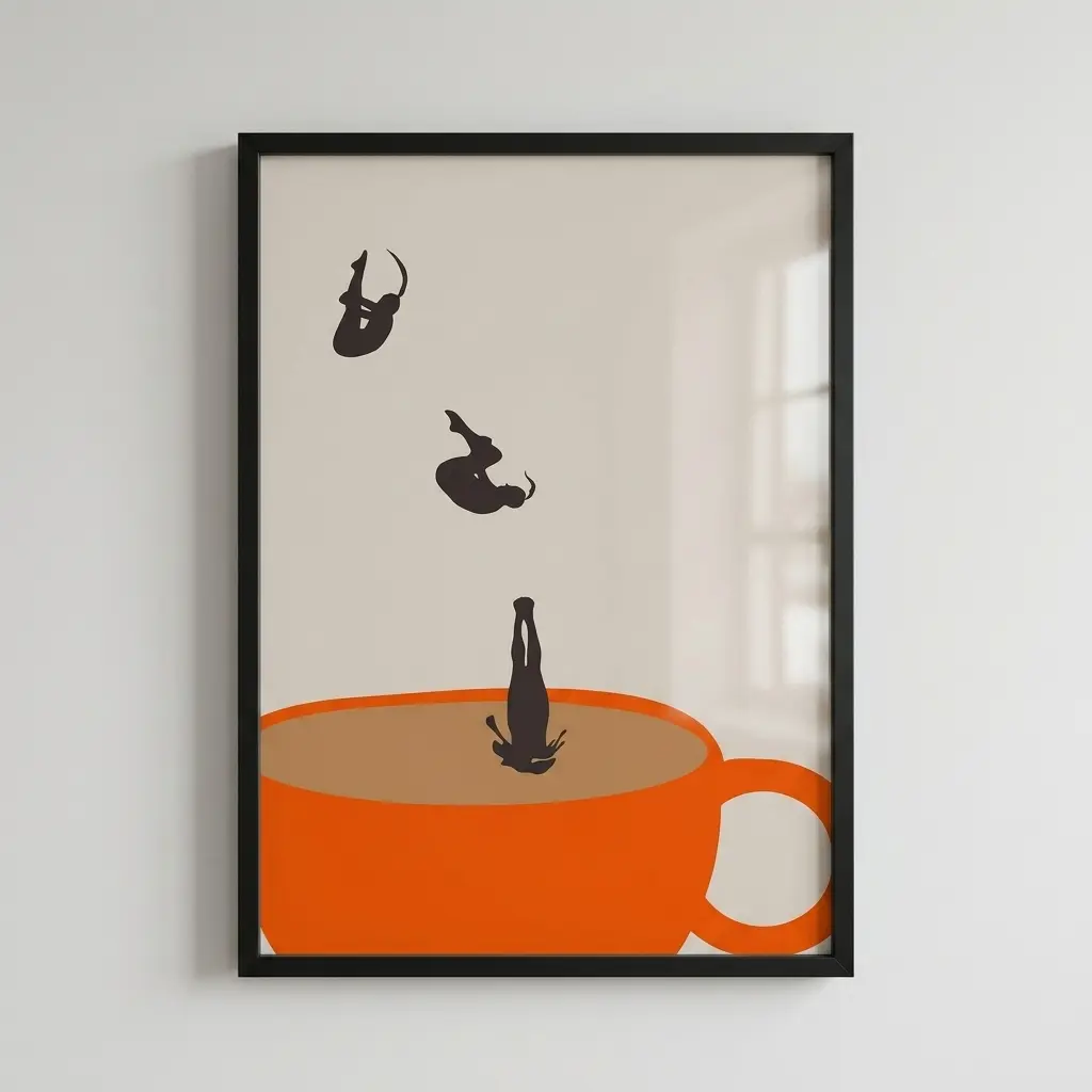 Vintage Steaming Coffee Cup Canvas Wall Art - Waterproof Framed Posters with Border, 12-Color Pro Technology Artistic Latte Art Prints, Decor Inspo for Kitchen Cafe, Thoughtful Gift for Home Decor Enthusiasts