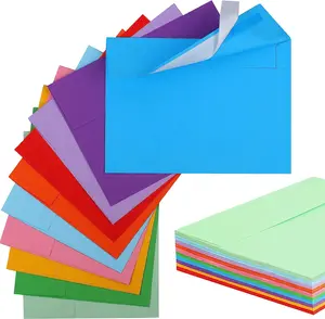50 Pack Colored Envelopes - 5x7 Size, A7 Envelopes, Card Envelopes for Invitations, Weddings, Photos, Postcards, Greeting Cards, Mailing - Printable Invitation Envelopes