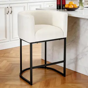 Bar Stools Set of 2 with Ergonomic Barrel Design, Counter Height Barstools with Rounded Backrest Wrap-Around Support, 350 lbs Capacity for Kitchen Island