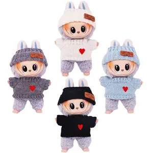 Labubus Doll Clothes Set, Doll Clothes Outfit, Doll Clothing Set, Fashion Fisherman Hat Sweater Pants Dress, Suitable for Bulabu Dolls, Cute Play and Display Accessories
