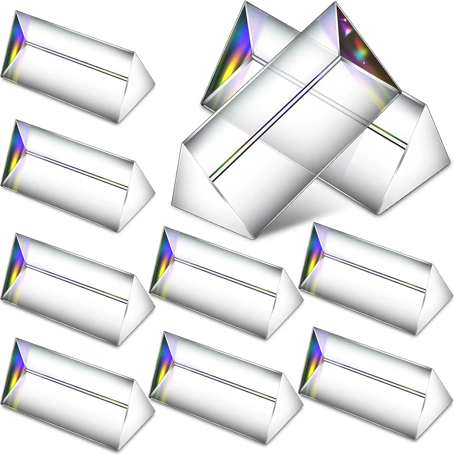 12 Pcs Clear Triangular Prism Optical Glass Triple Prism for Photography Effects Physics Teaching Light Spectrum Optics (2.5 Inch)