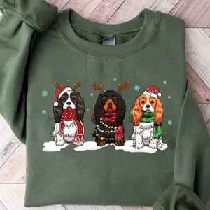 Cavalier King Charles Spaniel Christmas Sweatshirt, Christmas Dog Shirt, King Charles Spaniel Shirt, Dog Mom sweater, Dog Lover Sweatshirt