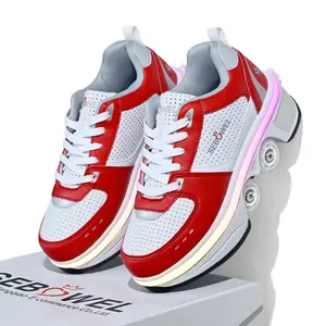 SEBOWEL 2-in-1 Multifunctional Transformer Roller Skates with LED Flashing Strips, Retractable Sports Shoes, Unisex, Perfect for Valentine's Day and Christmas Gifts