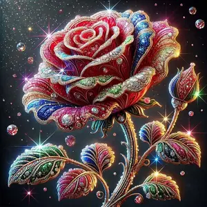 5D DIY Diamond Painting Kit, Sparkling Rose Flower Mosaic, Unique Mosaic Art, Canvas Art, Home Wall Decor, Perfect Gift Idea for Birthday, Anniversary, Star