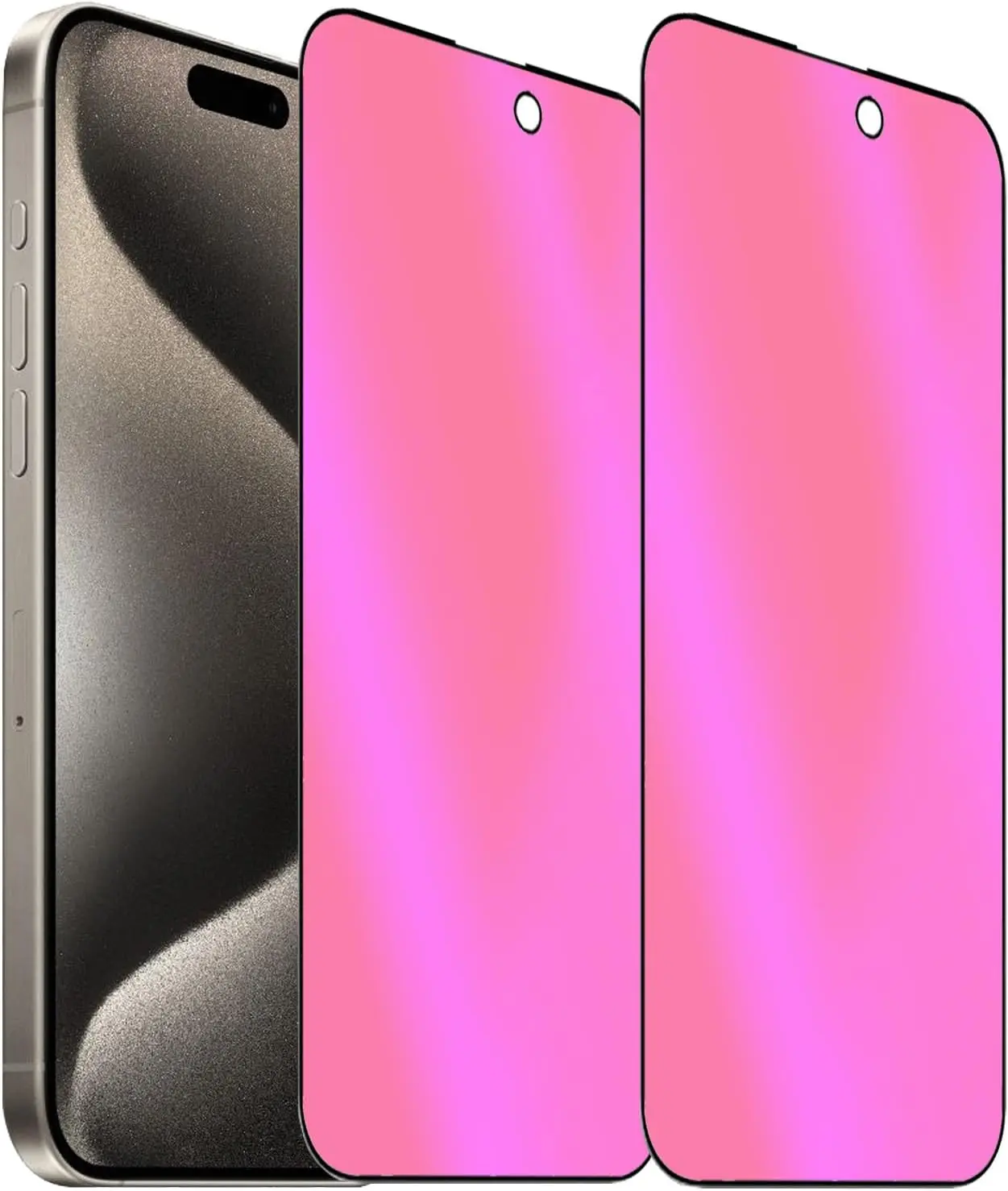 2 Pack Anti-Blue  Tempered Glass for  15 Pro Max Mirror Anti-Spy Screen Protector Anti-Peeping Film Electroplated Gradient Colorful 6.7 inch