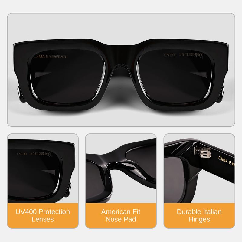 DIMA Eyewear Ever Sunglasses - Black/Espresso Tortoise, UV400 Protection, Eco-Friendly Frame, CR39 Lenses, Comfortable Fit, Versatile Design