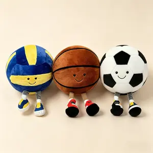 10 inch soccer plush toy soft filled sports plush ball cute and fun American soccer doll toy with feet creative soccer ball shaped decoration pillow Christmas children's gift