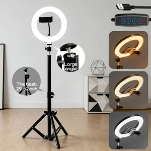 8-Inch USB LED Light, Adjustable Height 32-55cm, Tripod and Phone Stand, Ideal for Photography, Live Streaming, Video Recording, Portable, Perfect Gift, Camera Accessories