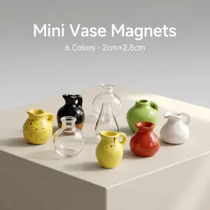 Mini Vase Fridge Magnets** 2cm Tiny Glass Ceramic **Refrigerator Magnet** Decorative Flower Holder for Kitchen Home Office Gift