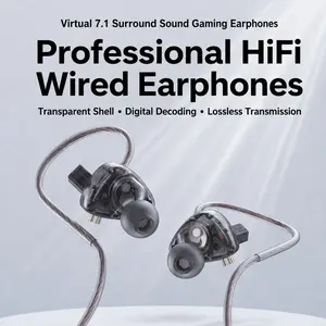 Virtual 7.1 Spatial Surround Sound Gaming Earphones, Type-C Wired In-Ear Over-Ear Hook-Style Replaceable-Port HiFi Headphones With Microphone & In-line Control, Deep Bass