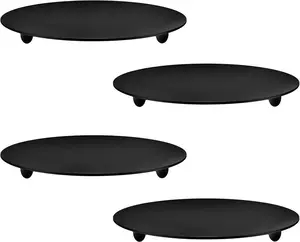 Yansanido 4 Pcs 4.3'' Iron Plate Candle Holder for Taper Candles, Decorative Candlestick Holder for Spa, Wedding, Dinning, Party Candle&Led Candles (11Cm Black 4Pcs)