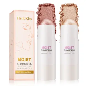 Hello Kiss Pearlescent Contour Stick, Dual-Ended Highlighter and Concealer 2-in-1, Waterproof and Long-Lasting, Easy for Beginners to Use, Enhances Shadows and Highlights Facial Features, Suitable for Daily Commuting and Touch-Up Makeup