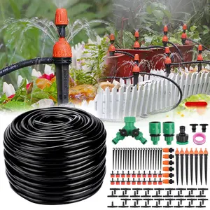 130ft/40m Drip Irrigation System Garden Plant Self Watering Micro Sprinkler Kit with Adjustable Nozzle Watering Tool for Lawns, Flower Beds, Farms, and Gardens - Efficient Plant Drip Irrigation System with Durable Flexible Hose Garden Accessories