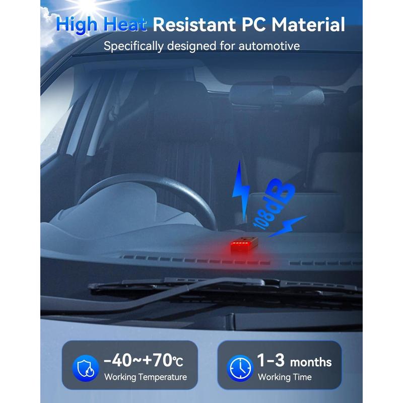 Car Anti-Theft System, Vehicle Anti-Theft Vibration Sensor Alarm and Red Light, Wireless Remote Control Anti-Theft Car Device, Magnetic Mount Design Suitable for Cars, Trucks (Upgraded 4.0)