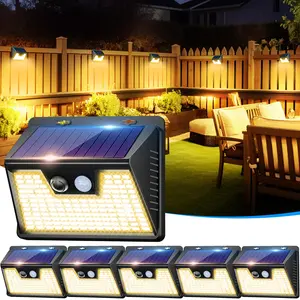 Solar Lights Outdoor 140LED/3 Modes Motion Sensor Outdoor Lights Solar Powered, Wireless IP65 Waterproof Solar Wall Lights Outdoor Lights, Bright for Backyard Garden Fence Patio Front Door, Cool White