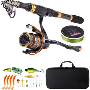 Fishing Rod Reel Combos Carbon Fiber Telescopic Fishing pole with Spinning Reel for Travel Saltwater Freshwater Fishing