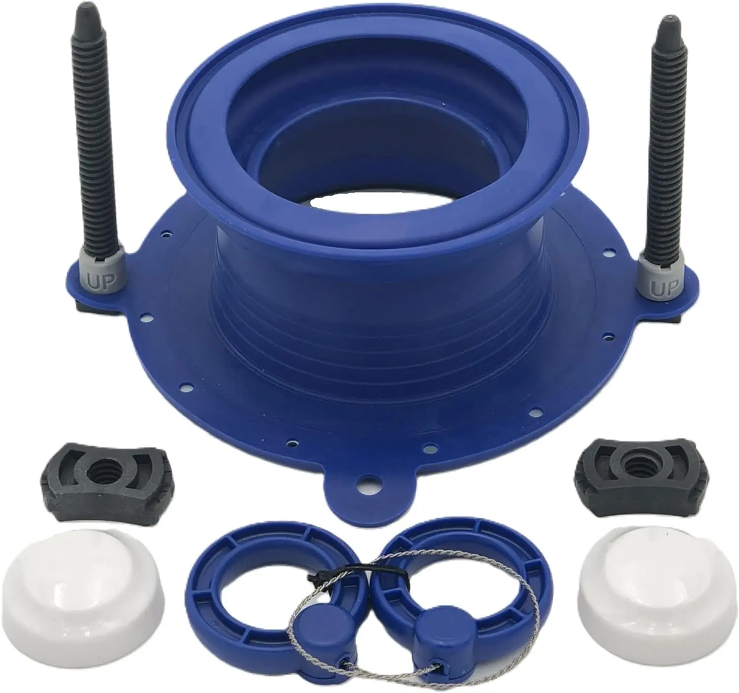 Toilet Wax Ring Replacement Kit - Blue Flange Repair Kit with Wax Ring, Bolt Caps & Deep Seal for Toilet Flange Extender