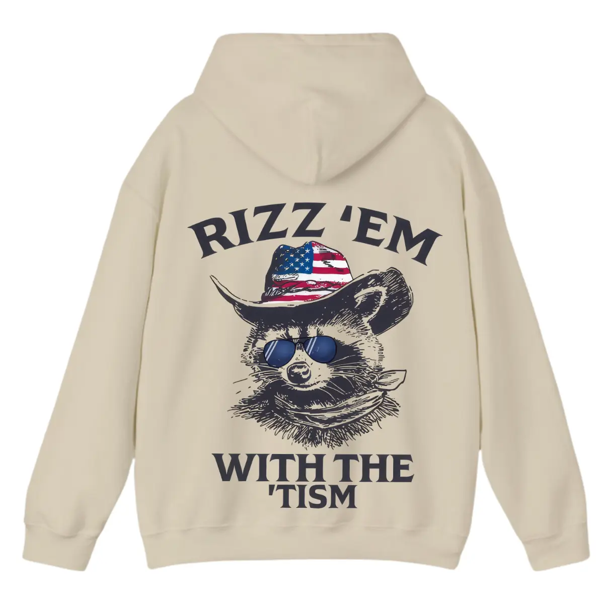 Rizz 'Em With The 'Tism Hoodie - Funny Raccoon Cowboy Graphic Pullover, Unisex Streetwear Aesthetic, Trendy Thermal Hoodie for Men and Women