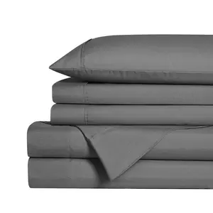 Swift Home 4PC Polyester Rayon from Bamboo Blend Soft Breathable Solid Sheet Set with Extra Pillowcases - CHARCOAL TWIN - Bedding Essentials