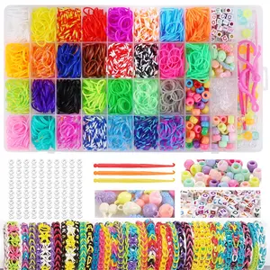 DIY Bracelet Making Kit, Includes Beads & Accessories, Perfect for Beginners Jewelry Craft, Colorful Rubber Band Set