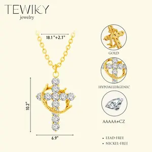 TEWIKY Simple Crown Cross Pendant Choker Necklace For Women & Men & Girls Pretty Necklace For Daily Party Trendy All-match & Exquisite Jewelry  For Black Friday christmas 2024 ornament trending  jewellery For Valentine's Day