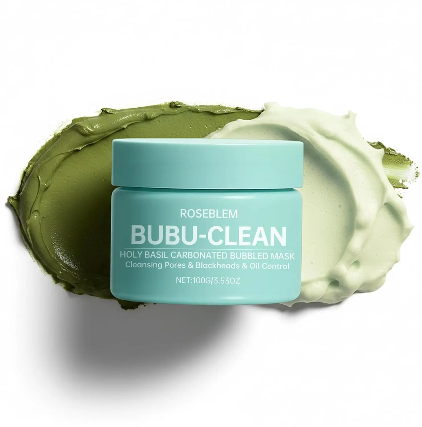 Roseblem Holy Basil Bubble Deep Mask, Fast & Re-Bubbling Carbonated Clay Mask with Natural Mineral-Rich Mud for Pore Cleansing, Blackhead Removal & Balance Oil, Gentle & Fun Purifying Face Care, 3.53 Oz