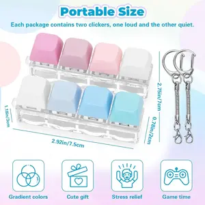 Silent & Loud Keyboard Clicker Keychain, Blue, Button Clicker Keychain, 4-In-1 Design, Ideal for Anxiety Stress Relief, Perfect Gift for Adults, Silent Fidget Keychain