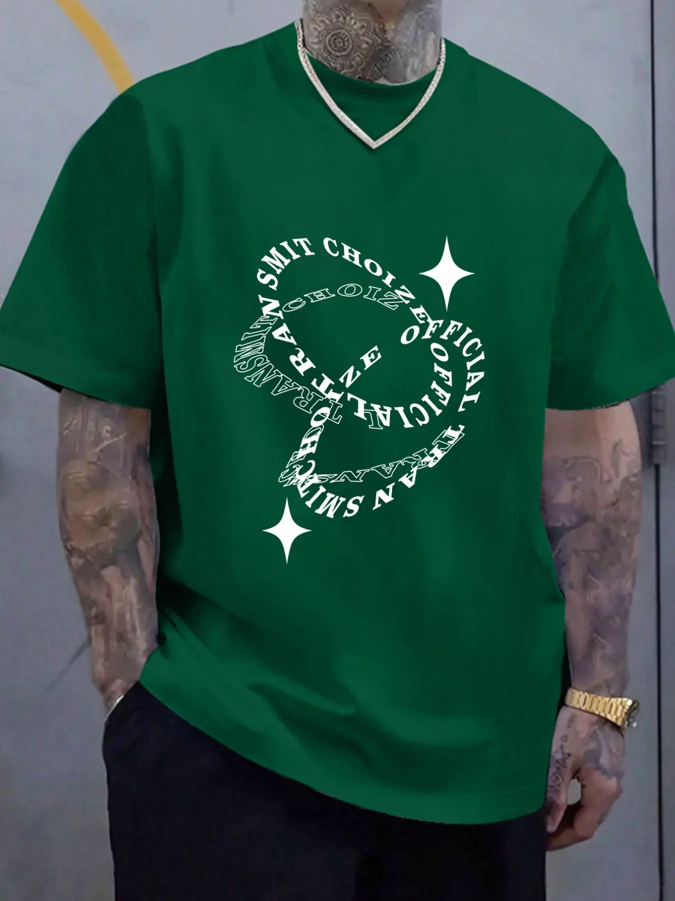 3D surround star minimalist large print Man T-shirt | Luxury style details | High quality polyester fiber | Low profile and stylish American fashion Streetwear item