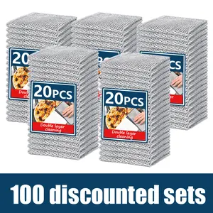 Kitchen cleaning cloth effectively removes stains and oil stains-20 Counts Dishwashing Rags，Multipurpose Non-Scratch Wire Dishcloths for Wet and Dry Use, Reusable Wire Cleaning Cloths for Kitchen, Sinks, and Pans Silver Removable, Washable & More