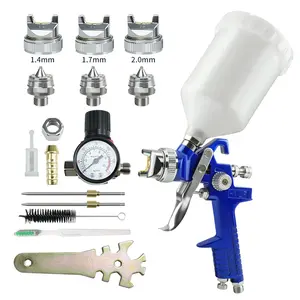 ZT-H827 Pneumatic Paint Spray Gun Kit with 1.4/1.7/2.0mm Nozzles 360° Rotation Seiko Technology Stainless Steel Nozzles Flow Control Valve