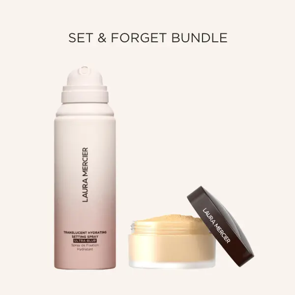 Laura Mercier Set and Forget Bundle - Includes Setting Spray + Translucent Loose Setting Powder for a Flawless and Hydrating Finish, Airy Mist Matte Cosmetics Makeup