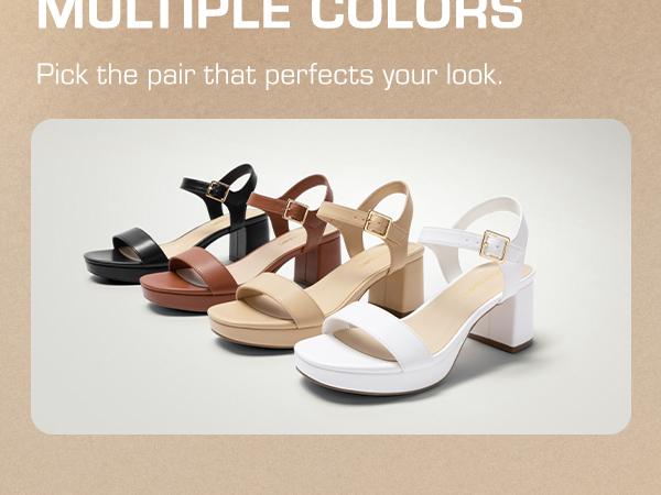 DREAM PAIRS Women's Platform Heels Block Chunky Open Toe Ankle Strap Heel Fashion Wedding Party Dress Sandals Shoes  Girl Summer Flatform Pu Parent Footwear comfy  sandals