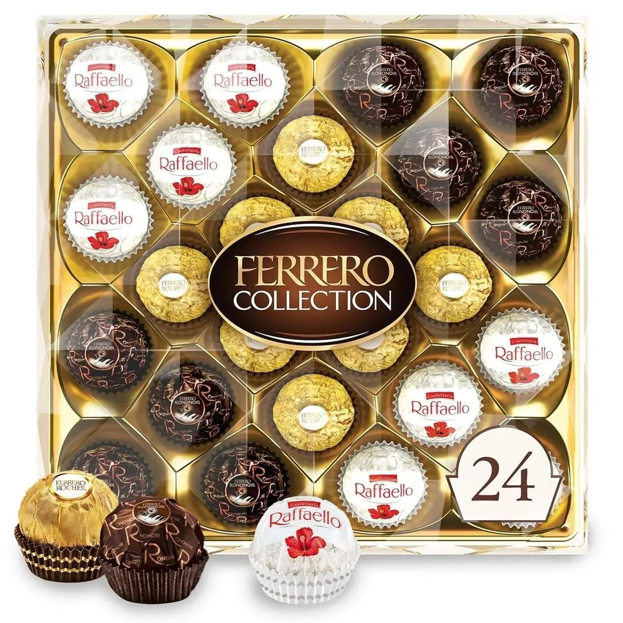 Ferrero Collection, Premium Assorted, Hazelnut, Dark Chocolate and Coconut, 24 Count Treats, 6.1 oz