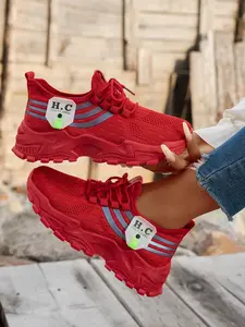 Trending Color Block Low Top Sneakers Women| Breathable Mesh Platform Shoes| Casual Walking Dad Sneakers 2026