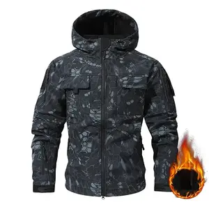 Men's Multi Pocket Workwear Hooded Jacket, Fleece Waterproof Jacket, 9 Cl Menswear ose Fitting Pockets Fleece Design. Menswear Coats Coats Tops Long Sleeve Operator Motocross Camo Camouflage Casual Navy Outdoorfun SpringStatements