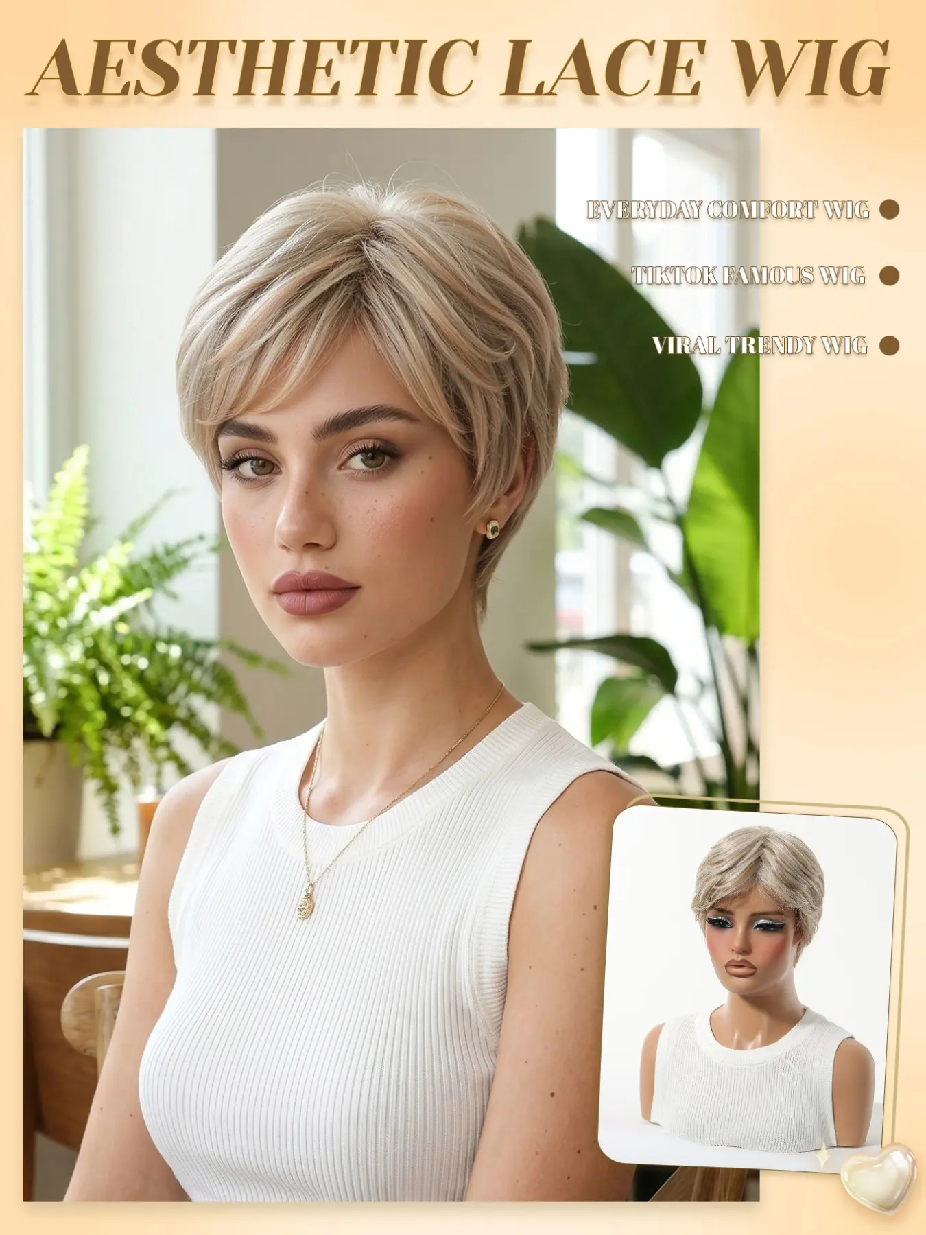 【Summer New Arrival】TOPSHE MONO 5.5x5 Ash Blonde 8 Inch Pixie Cut Wig, HD Glueless Lace Front Synthetic Wig, Breathable Cap, Heat Resistant, Natural Short Hair for Daily Wear, Beginner Friendly, Versatile for Parties & All Occasions
